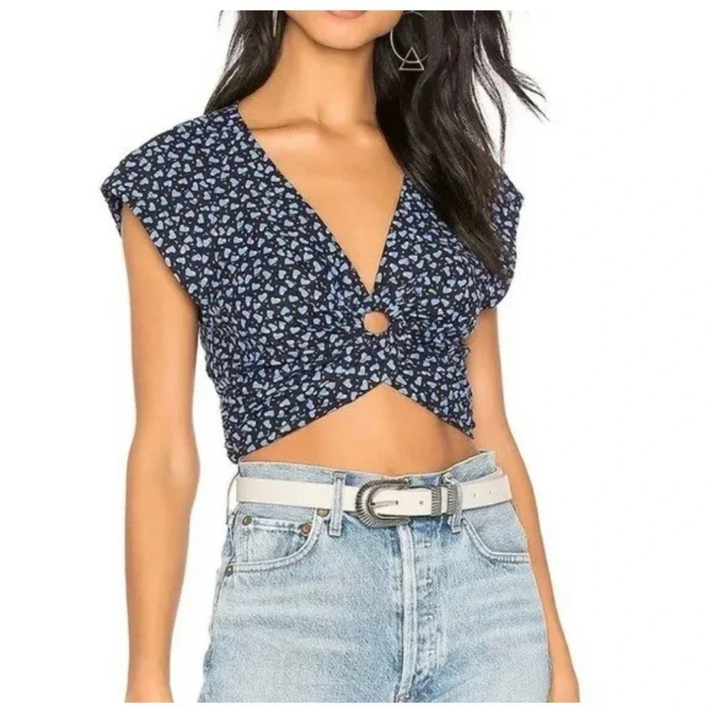 Free people havana‎ honey crop top hearts women’s size large